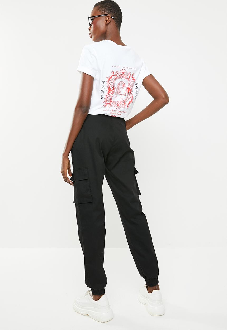 Missguided - Oriental back graphic T-shirt - white