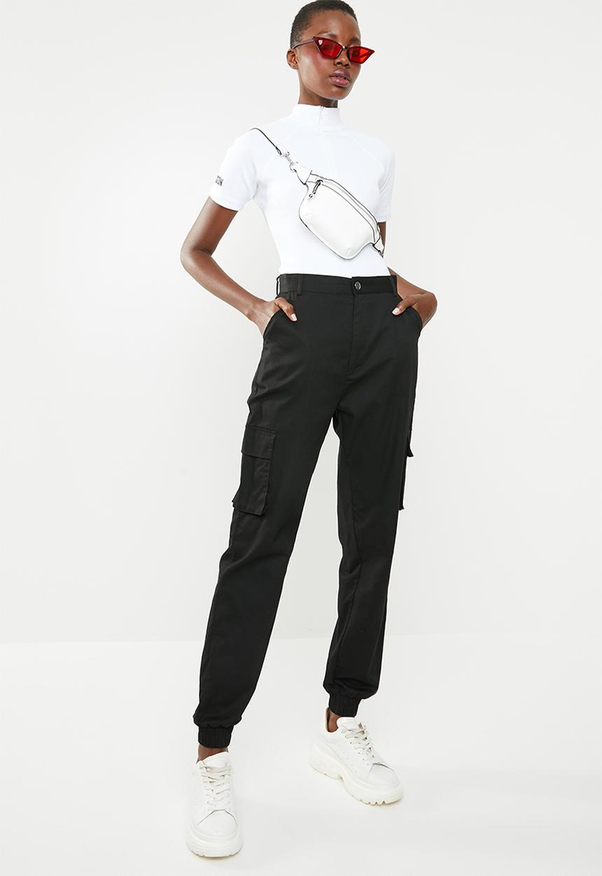Missguided - High neck zip up short sleeve bodysuit - white