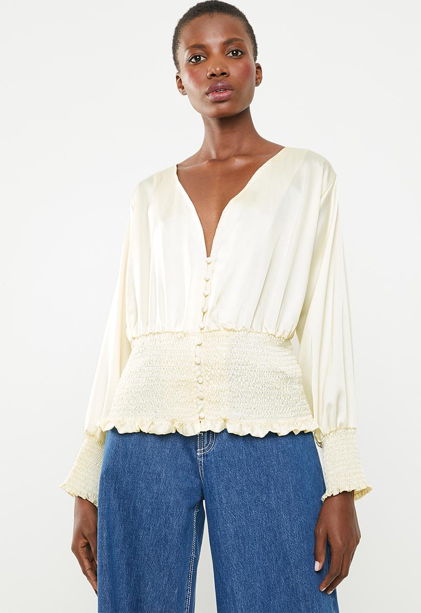 Missguided - Satin shirred top  - cream