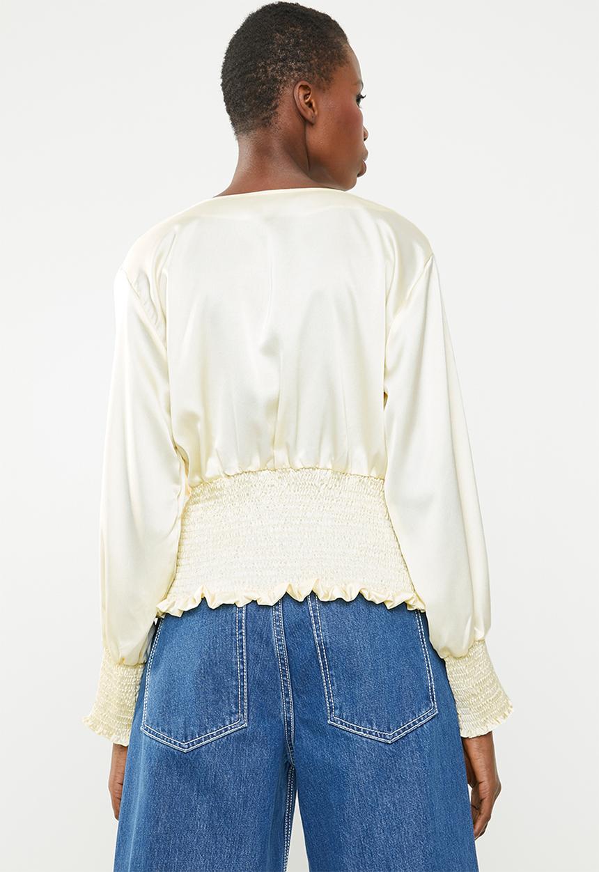 Missguided - Satin shirred top  - cream