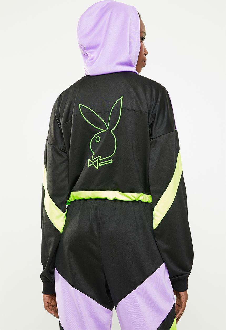 Missguided - Playboy shell suit motorcross cropped jacket - multi