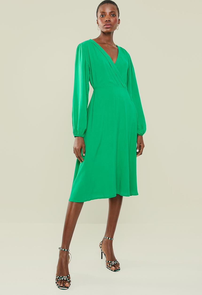 Superbalist - Mock wrap over dress - green