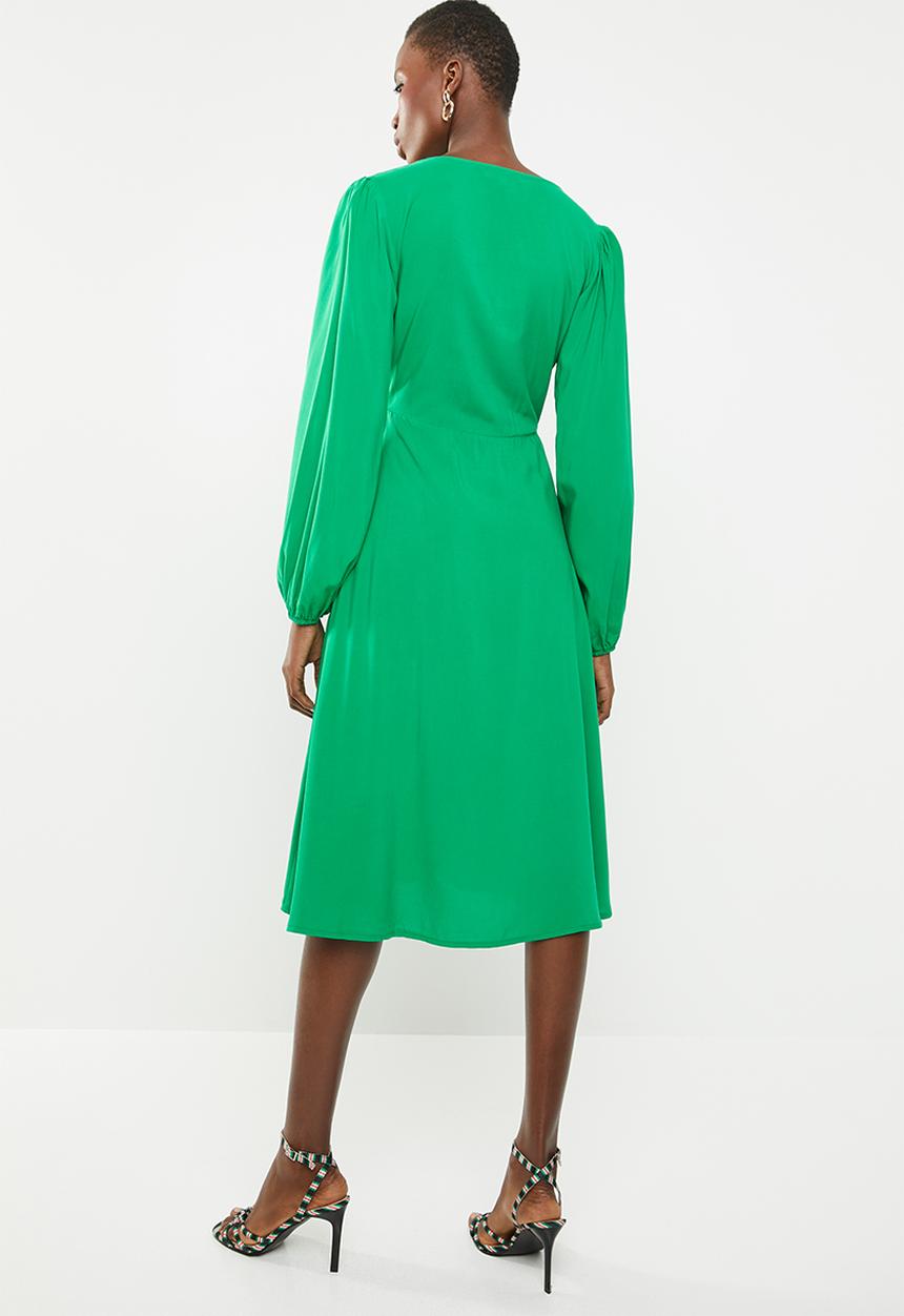 Superbalist - Mock wrap over dress - green