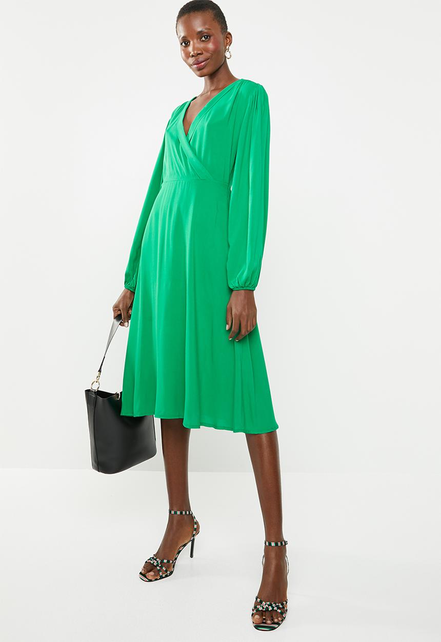 Superbalist - Mock wrap over dress - green