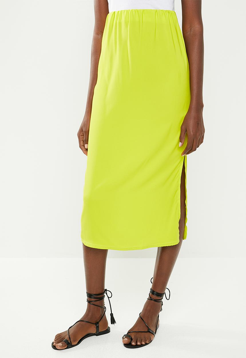 Missguided - Stretch satin midi skirt - lime green
