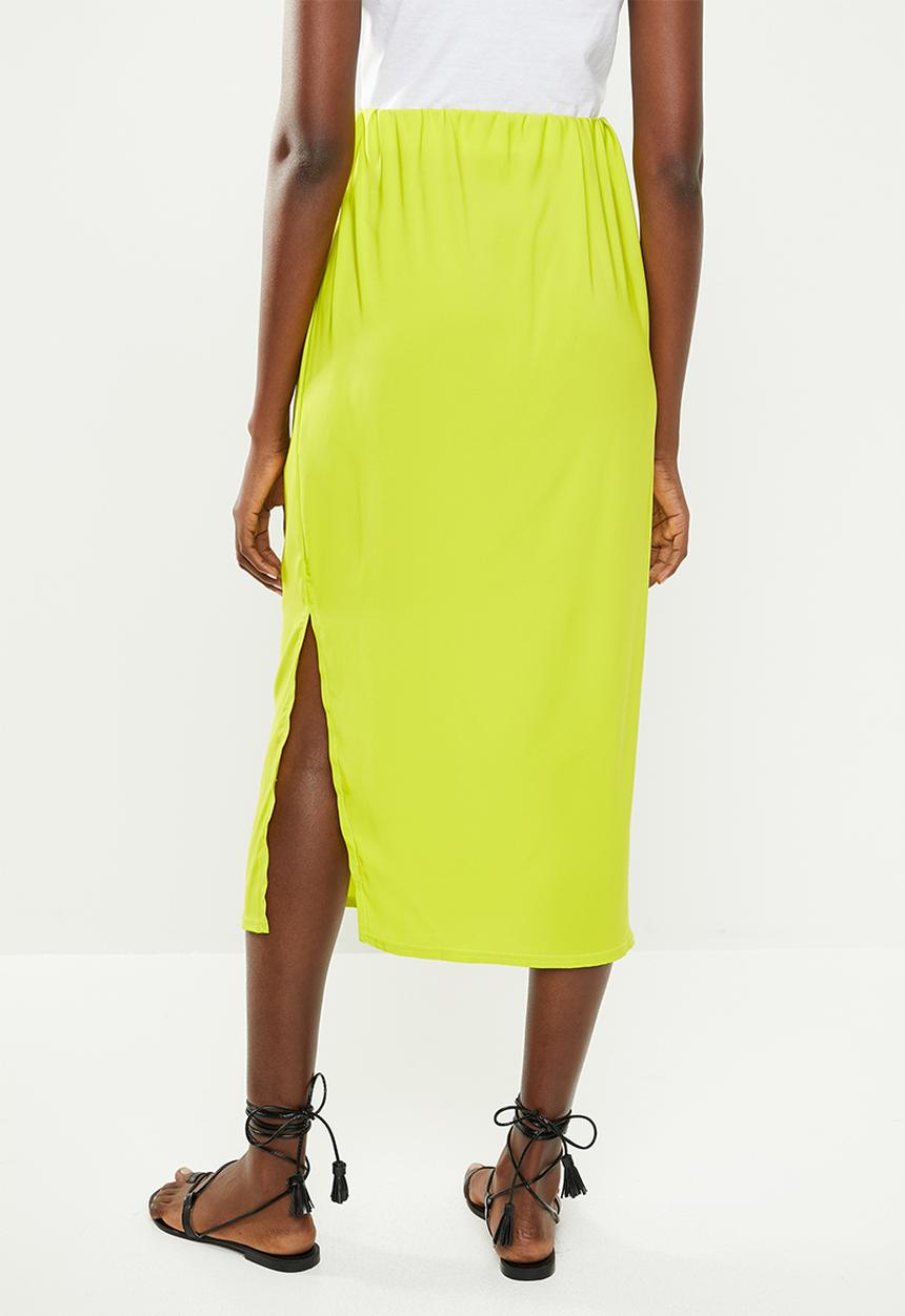 Missguided - Stretch satin midi skirt - lime green