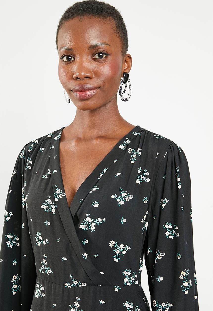 Superbalist - Mock wrap over dress - black