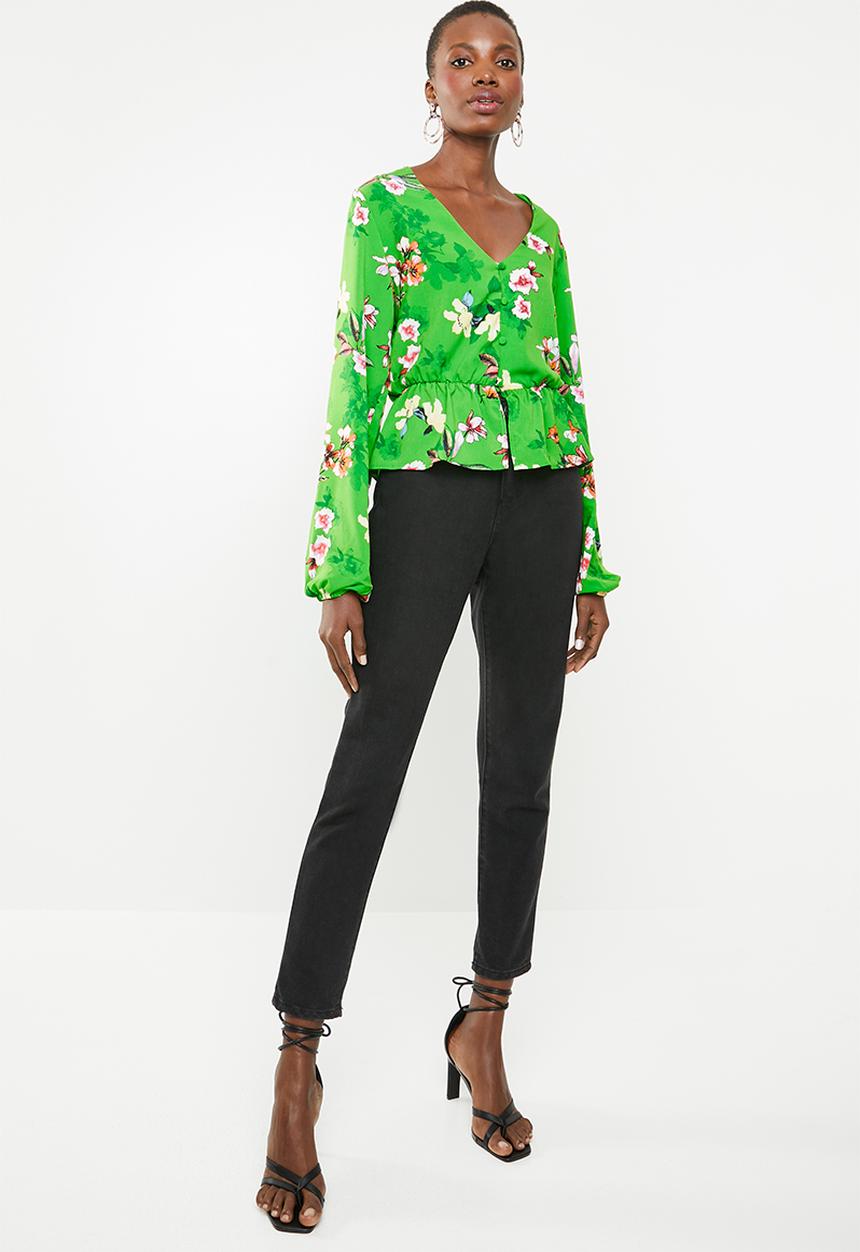 Superbalist - Feminine blouse with peplum - green