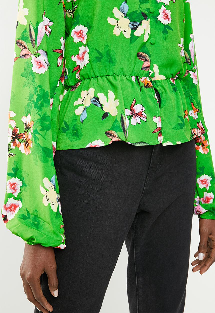 Superbalist - Feminine blouse with peplum - green
