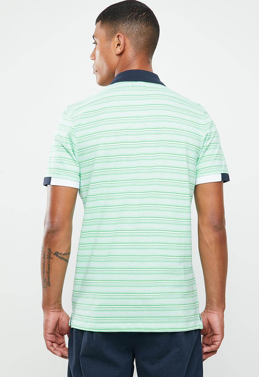 Jack & Jones - Stripe short sleeve polo - green & white 