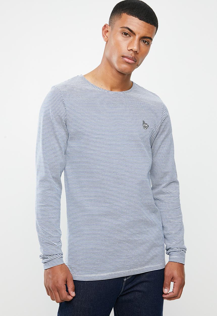 Jack & Jones - Hivaz long sleeve polo - blue & white 