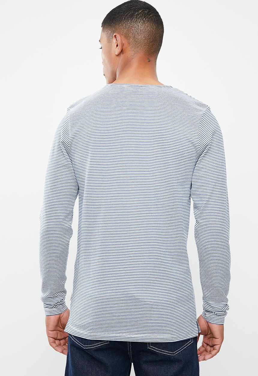 Jack & Jones - Hivaz long sleeve polo - blue & white 
