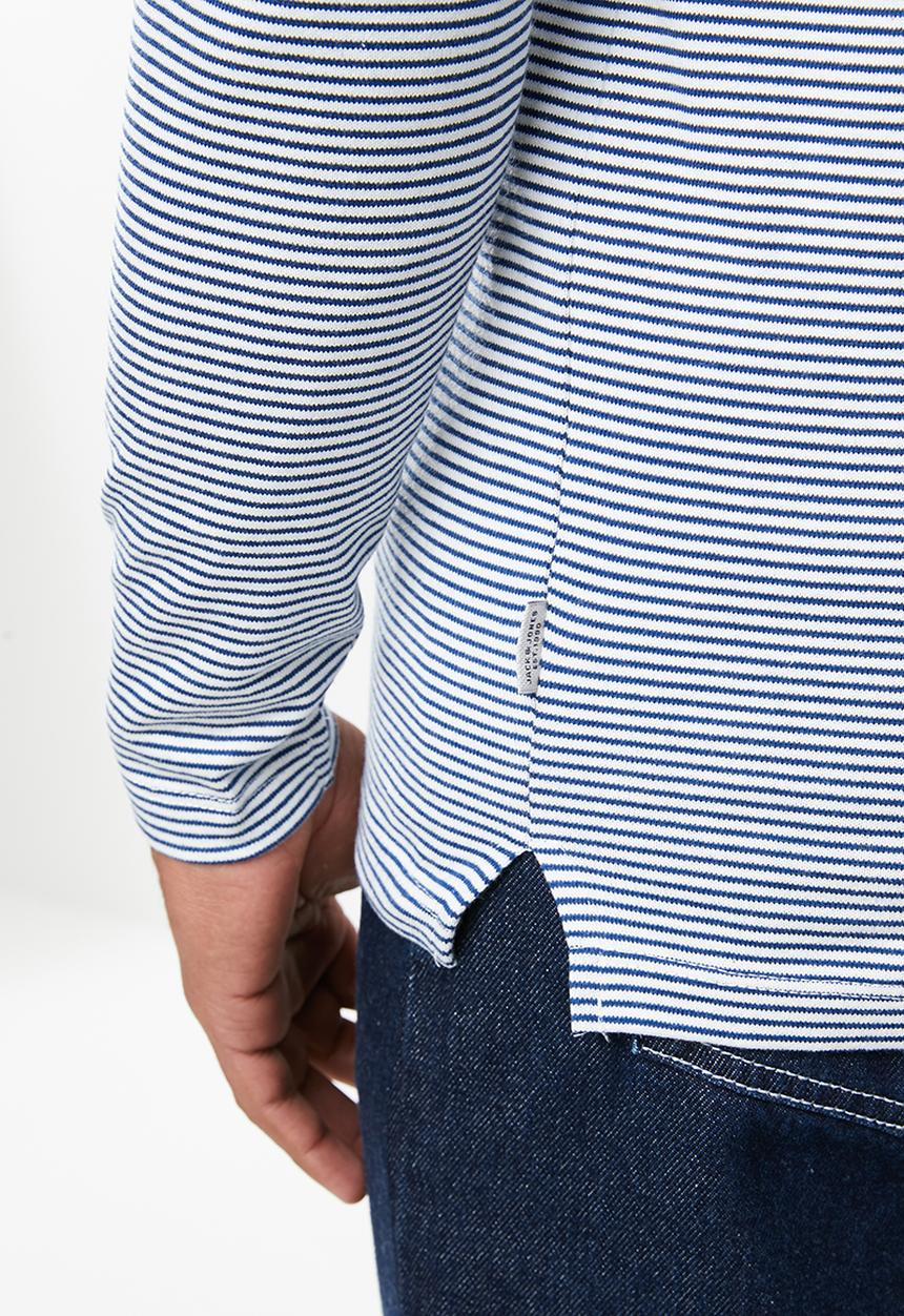 Jack & Jones - Hivaz long sleeve polo - blue & white 