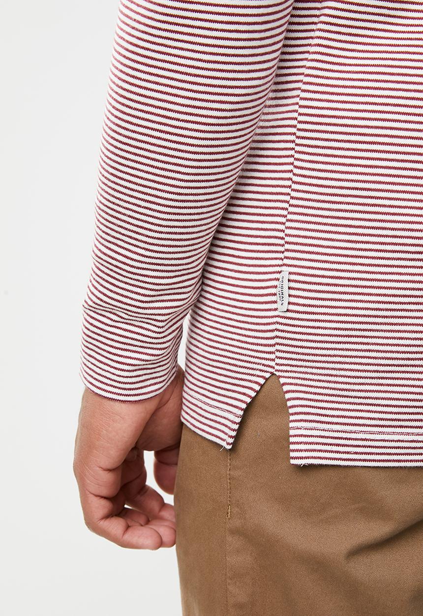 Jack & Jones - Hivaz long sleeve polo - burgundy & white 
