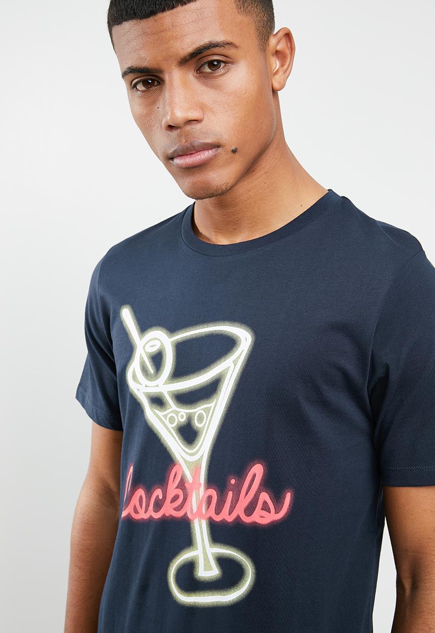 Jack & Jones - Neon-pop short sleeve tee - navy