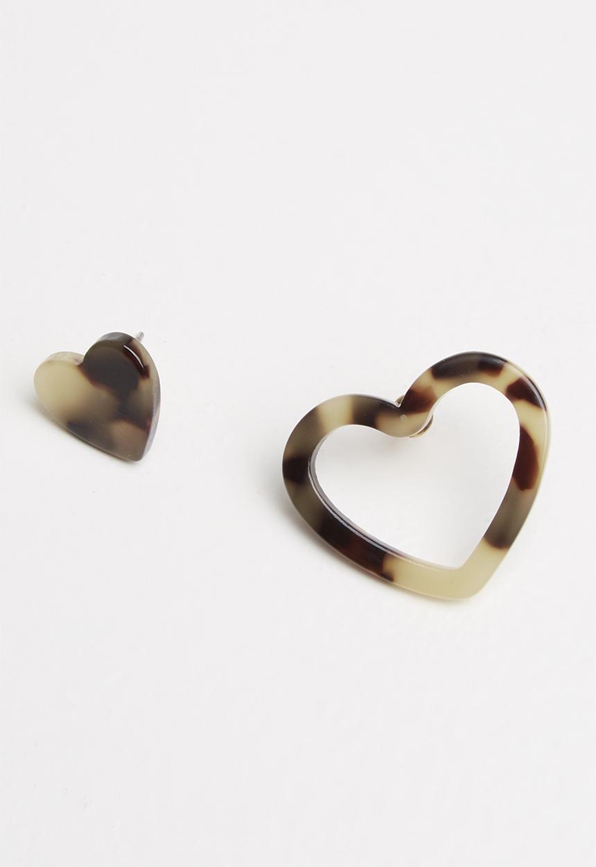 STYLE REPUBLIC - Heart earrings - brown
