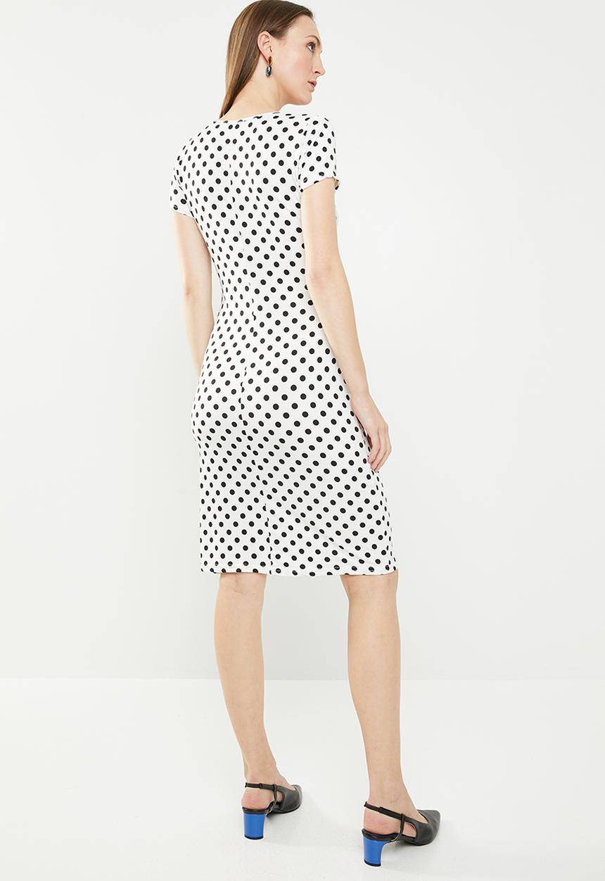 edit - Front wrap over dress - black & white 