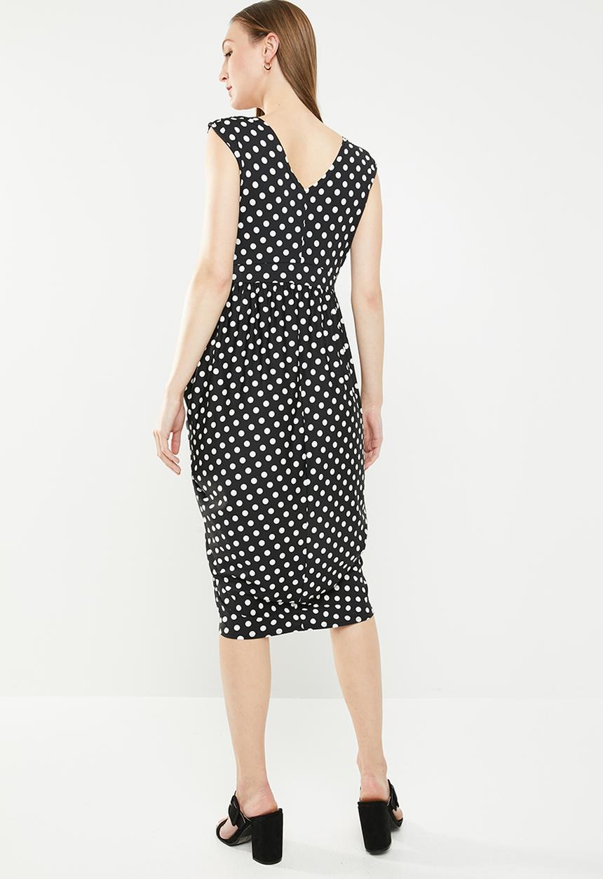 edit - Sleeveless drape dress - black
