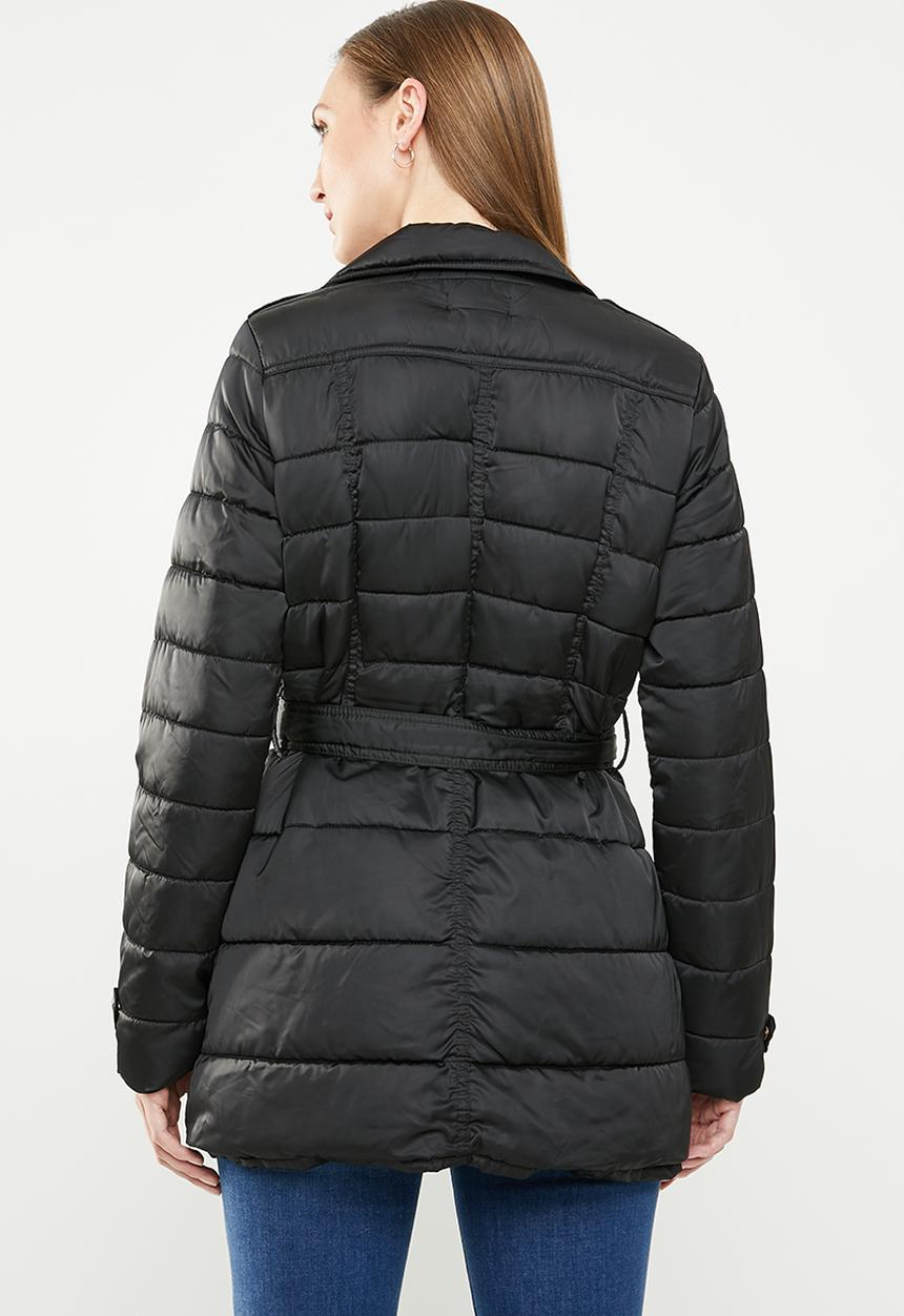 edit - Biker style quilted puffer - black