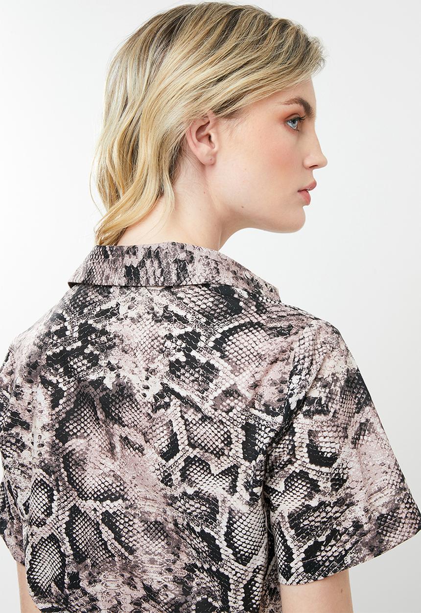 Superbalist - Collared animal print jumpsuit - neutral & black
