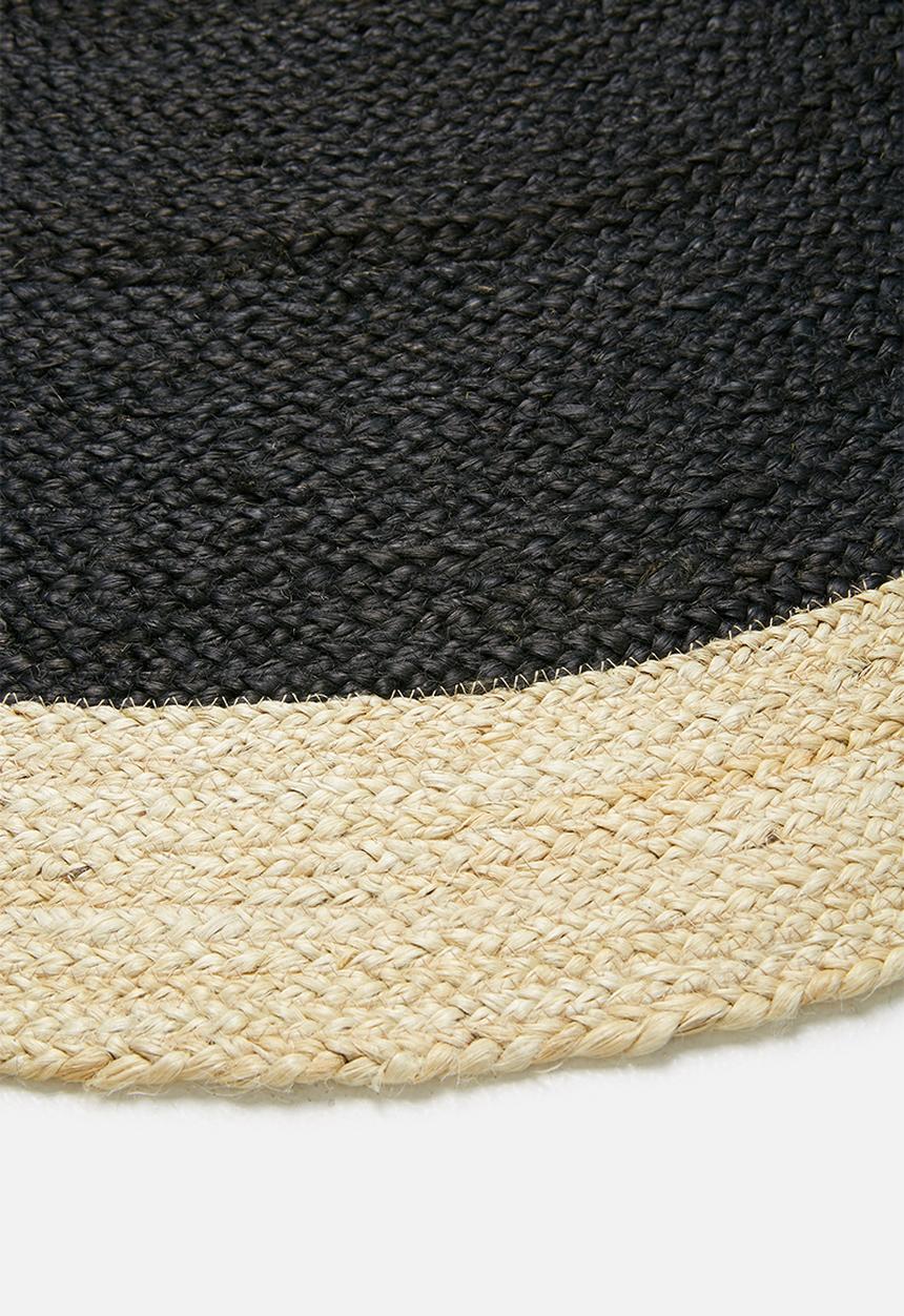 Sixth Floor - Sole jute round rug - black