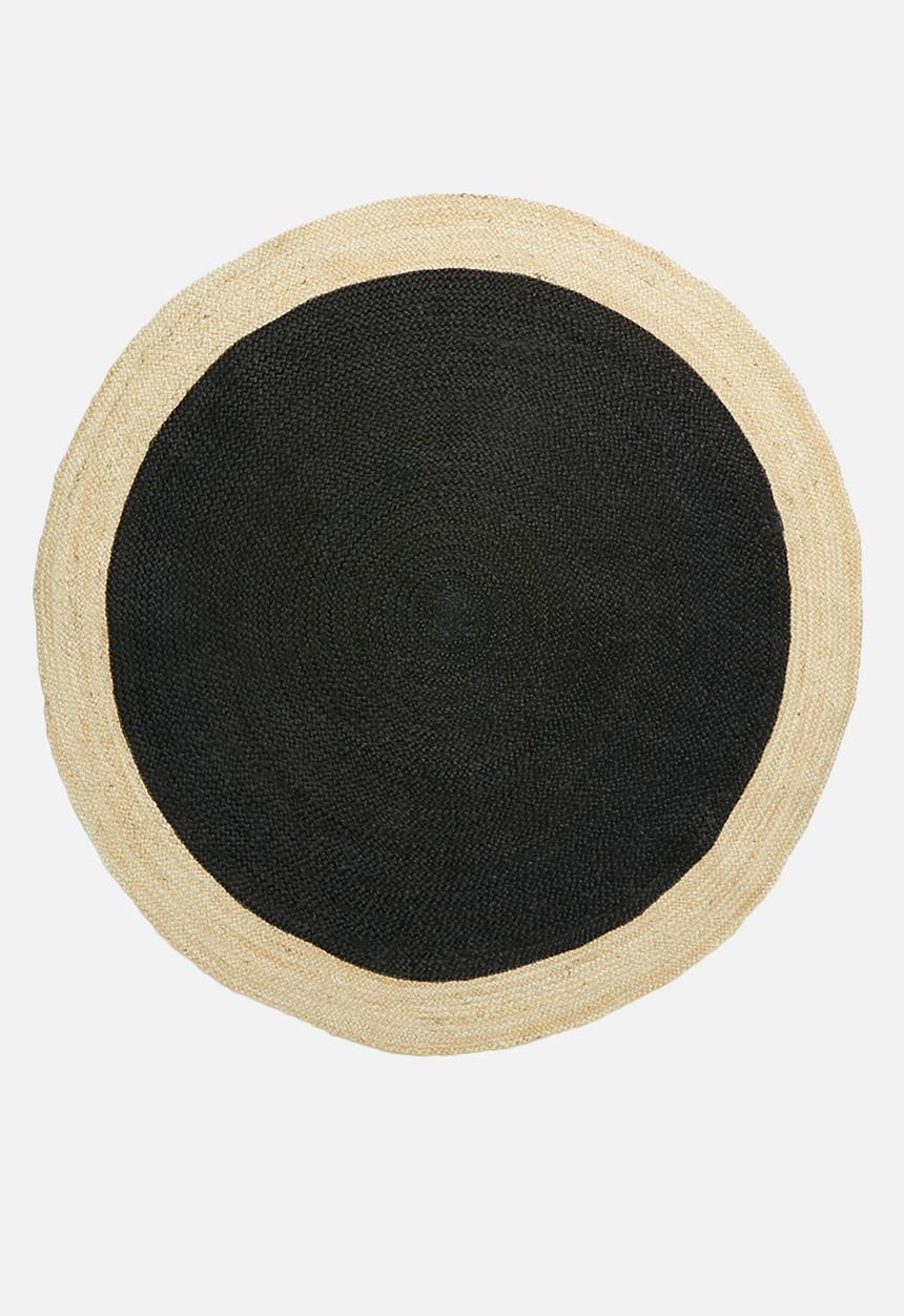 Sixth Floor - Sole jute round rug - black