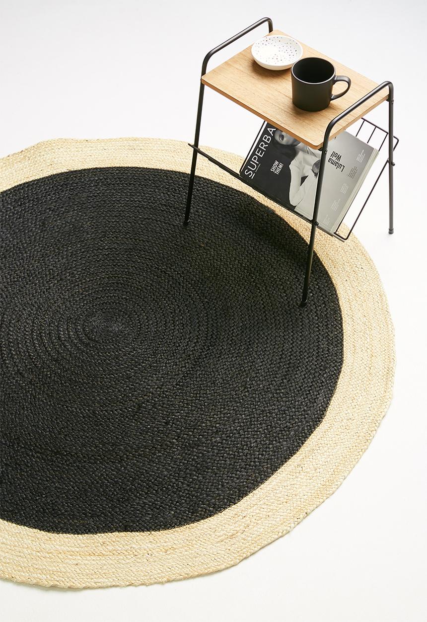 Sixth Floor - Sole jute round rug - black