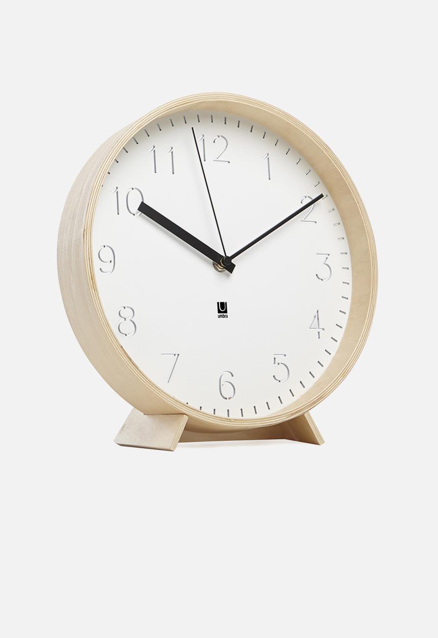 Umbra - Rimwood desk/wall clock - white & natural