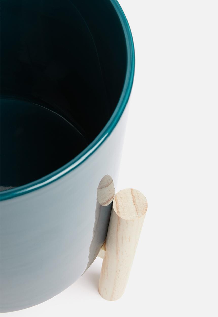 Present Time - Trestle ceramic plant pot - dark blue