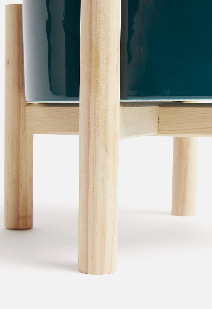 Present Time - Trestle ceramic plant pot - dark blue