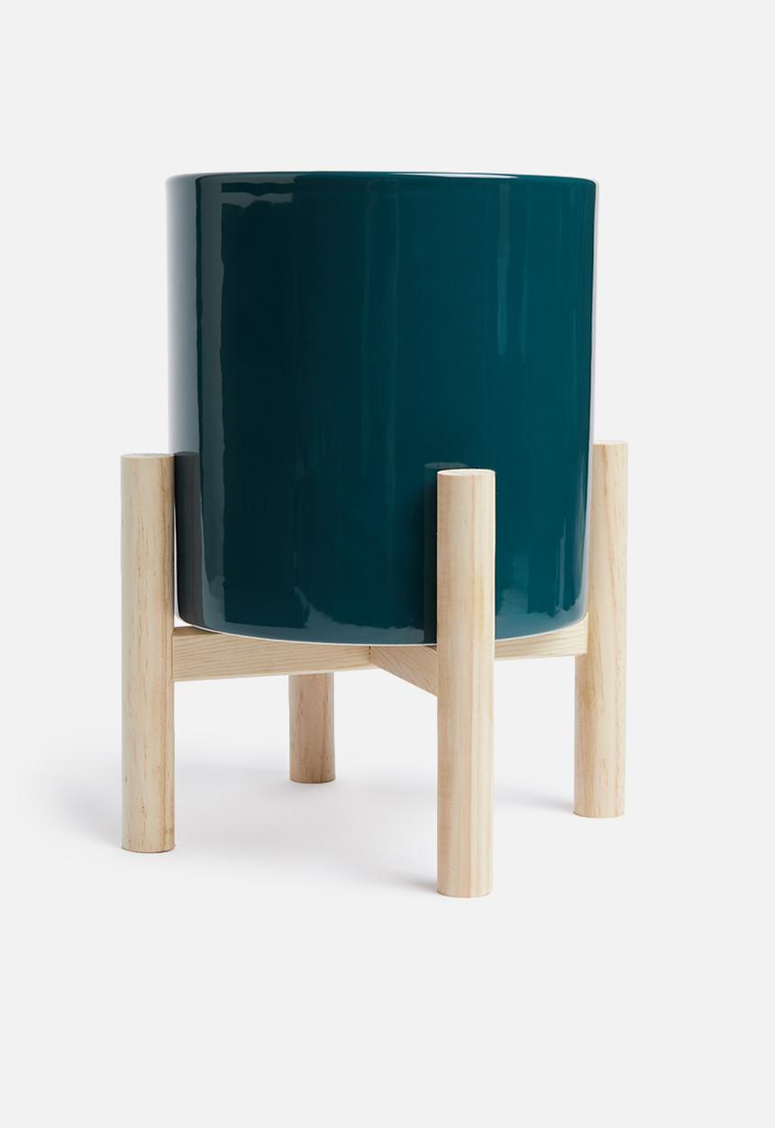 Present Time - Trestle ceramic plant pot - dark blue