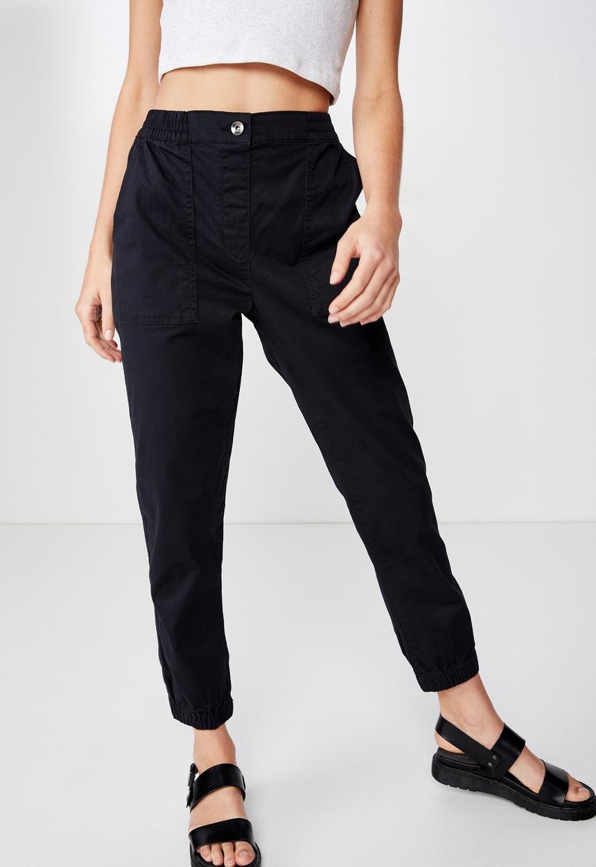 Cotton On - Mid rise cuffed chino  - black