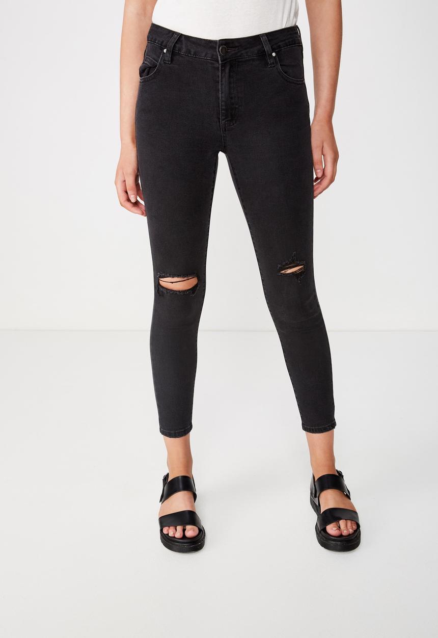 Cotton On - Mid rise grazer skinny jeans  - black