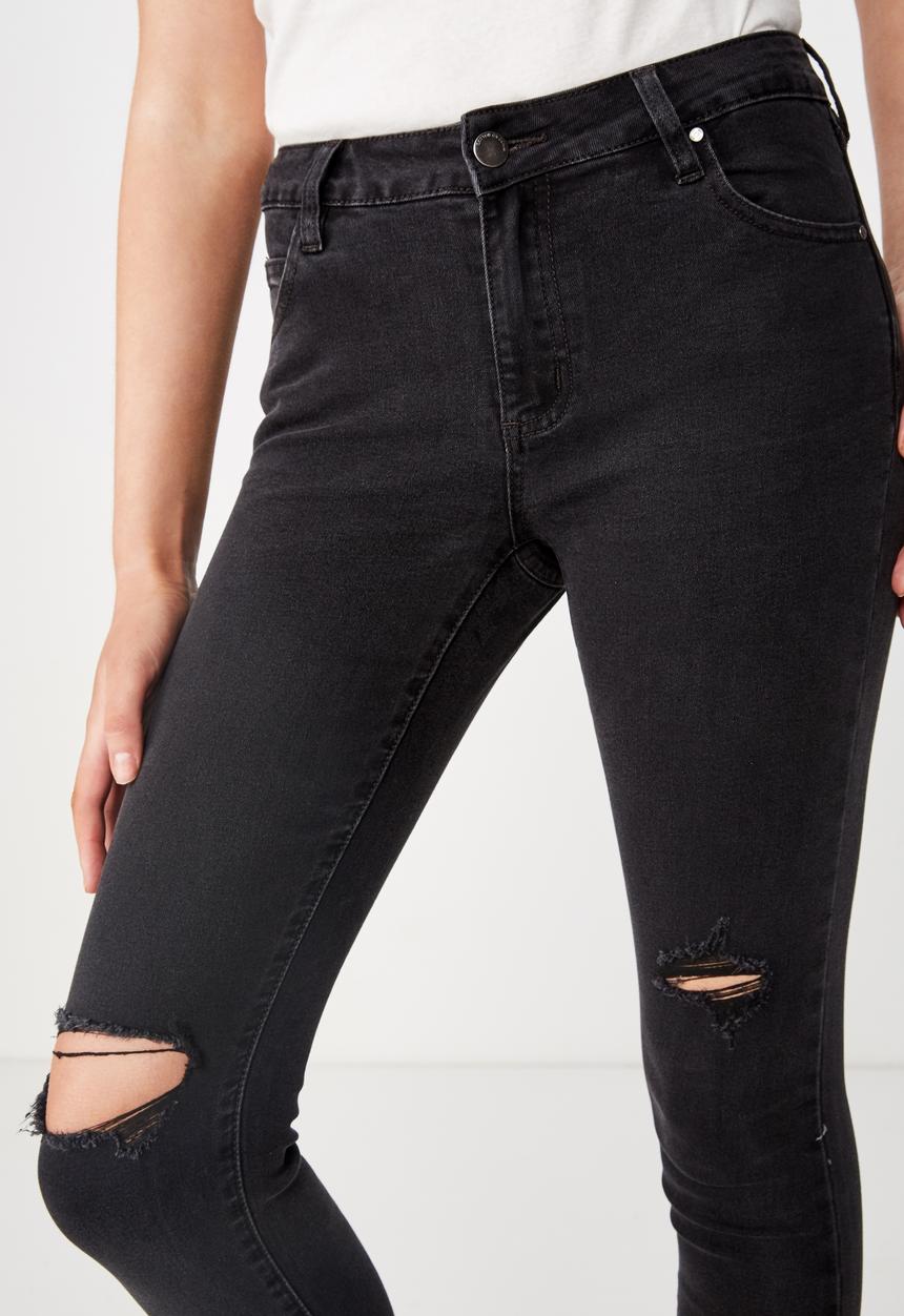 Cotton On - Mid rise grazer skinny jeans  - black