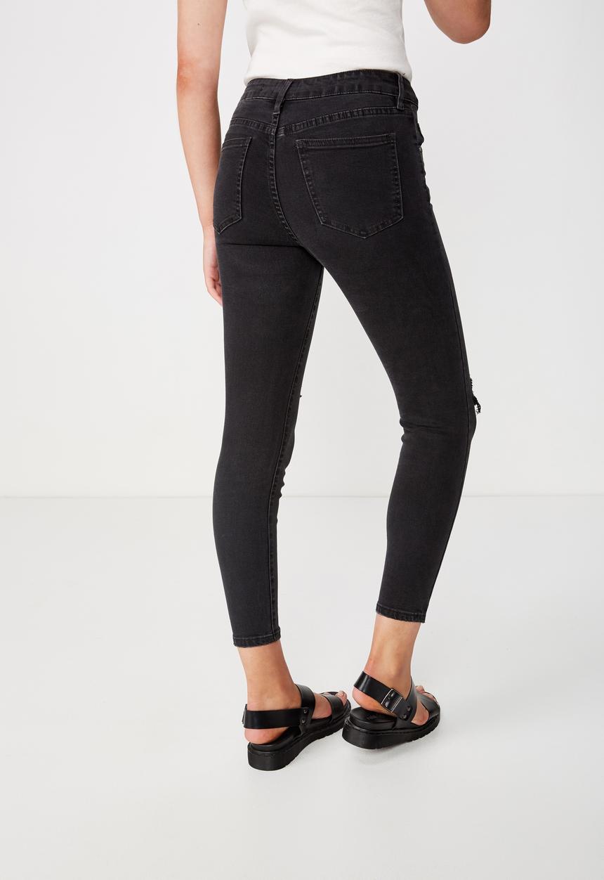 Cotton On - Mid rise grazer skinny jeans  - black