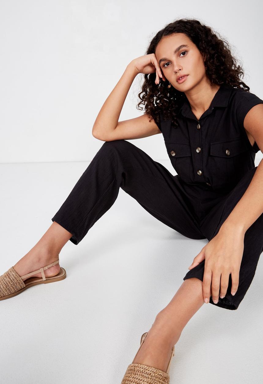 Cotton On - Woven isabella utility jumpsuit  - black