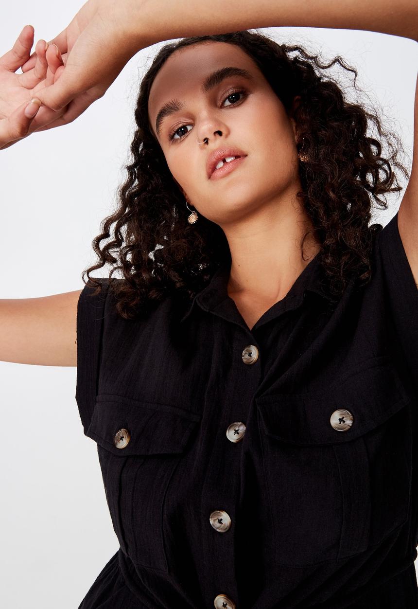 Cotton On - Woven isabella utility jumpsuit  - black
