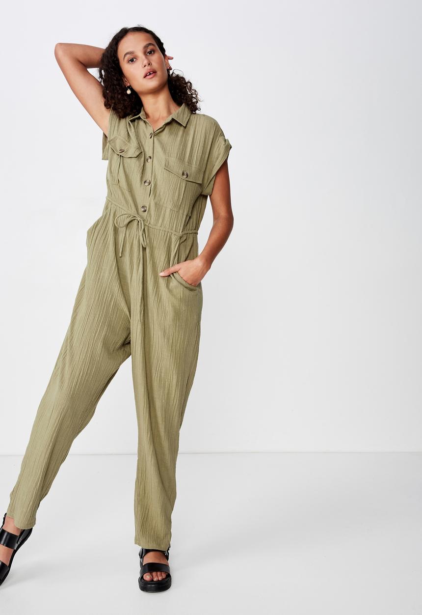 Cotton On - Woven Isabella utility jumpsuit  - green