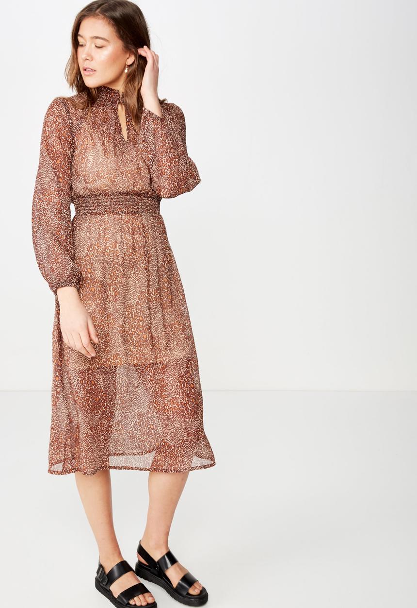 Cotton On - Woven Lillian midi dress  - pink