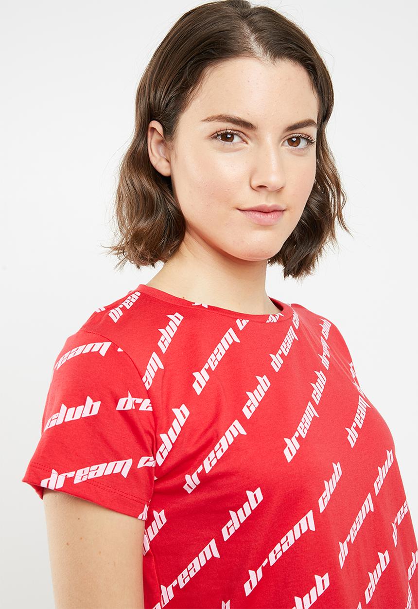 Brave Soul - Crop top and shorts set - red & white