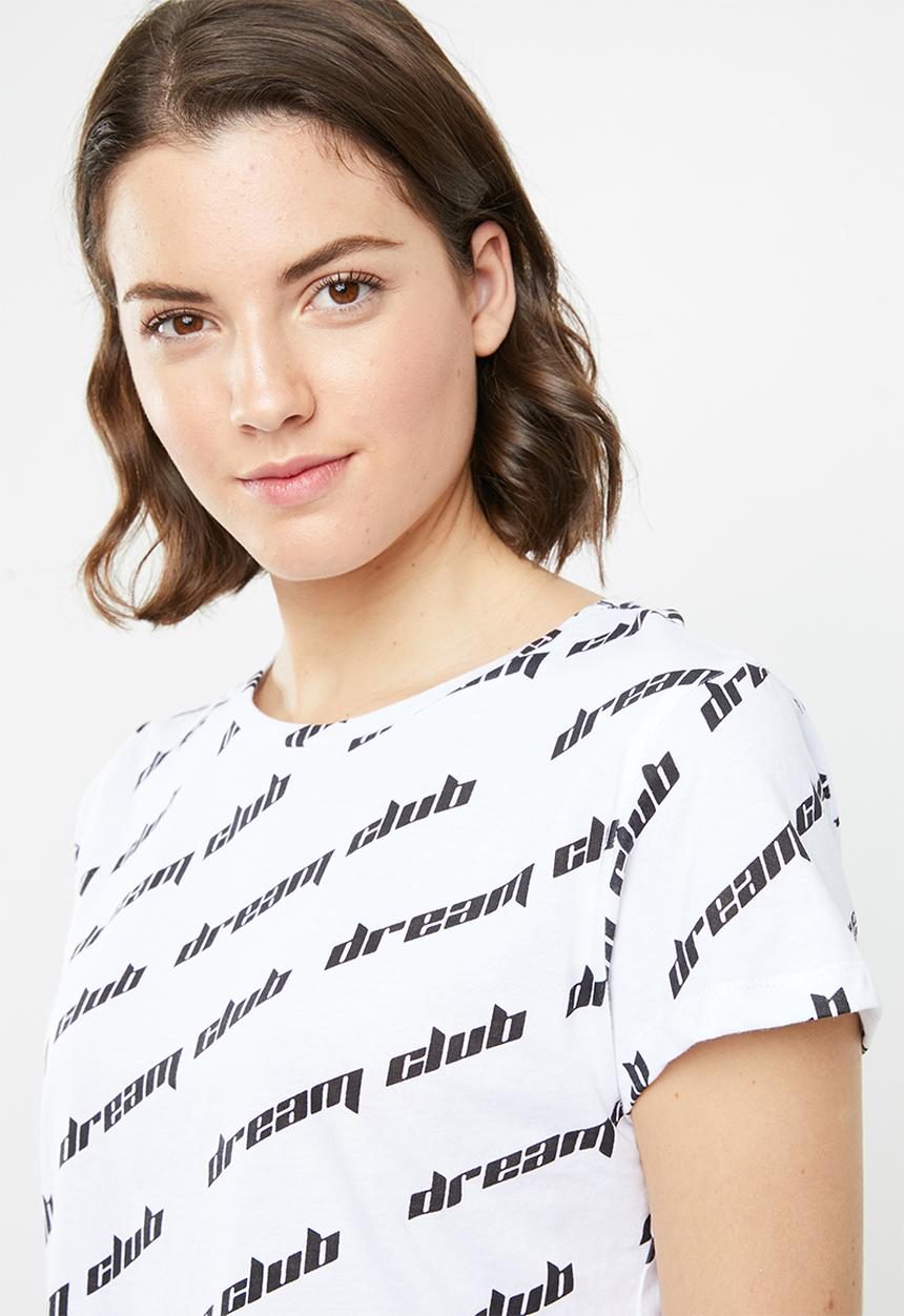 Brave Soul - Crop top and shorts set - grey & white