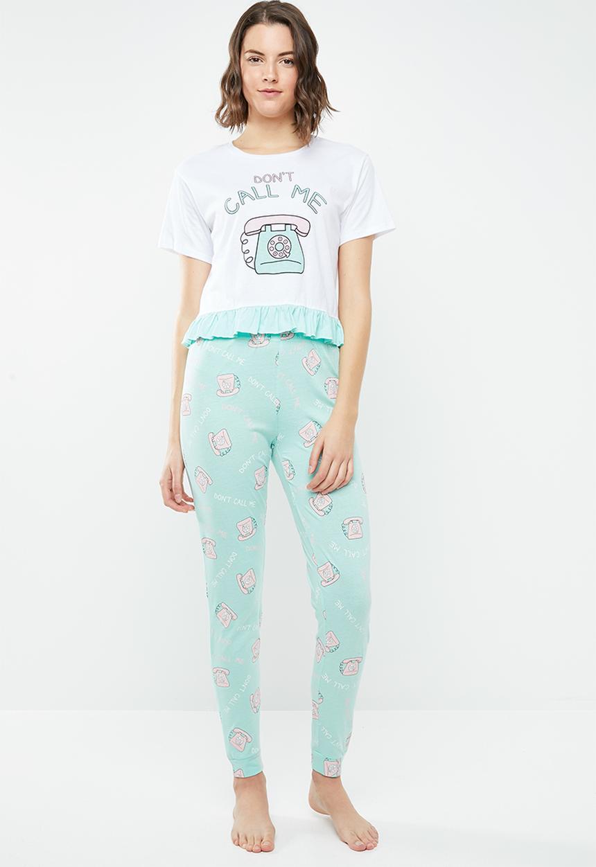 Brave Soul - Don't call me pyjama set - blue & white