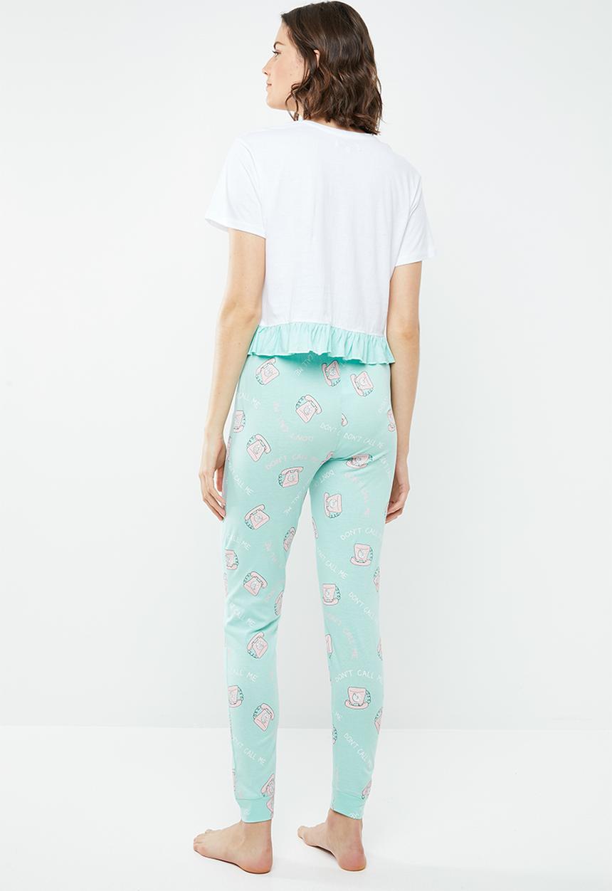 Brave Soul - Don't call me pyjama set - blue & white