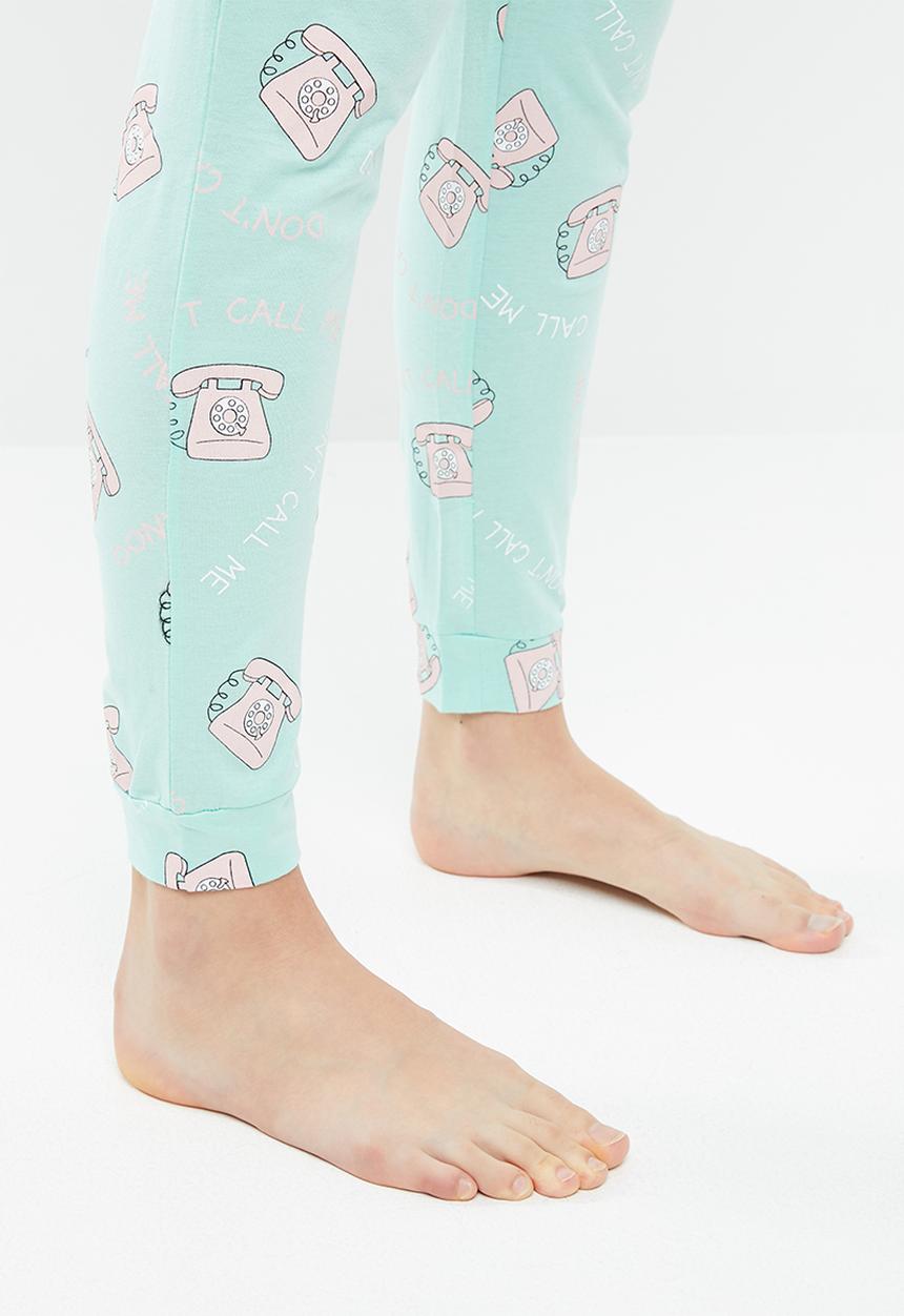 Brave Soul - Don't call me pyjama set - blue & white