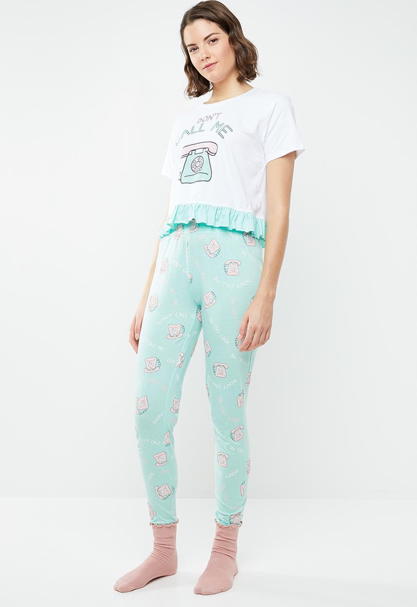 Brave Soul - Don't call me pyjama set - blue & white