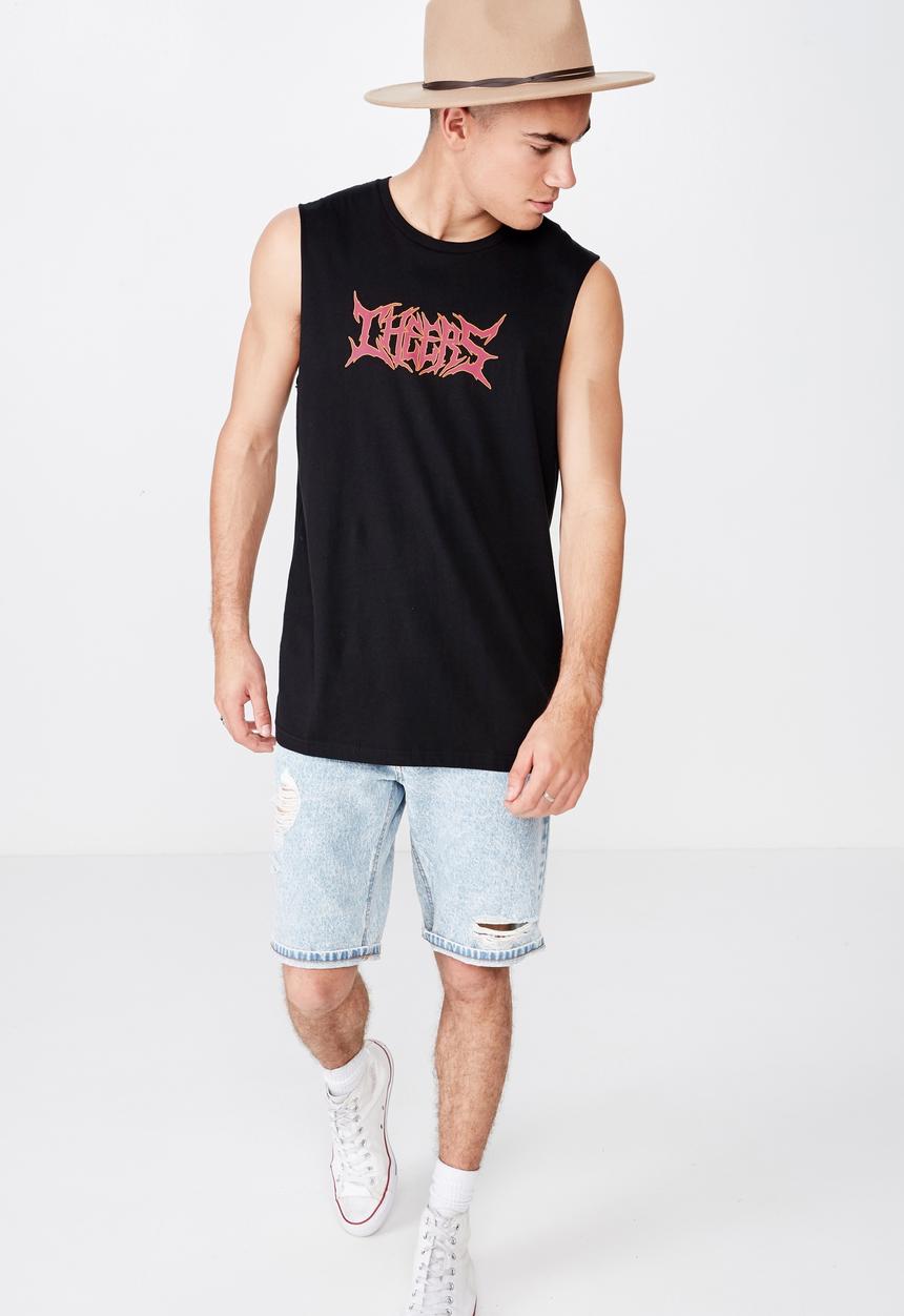 Cotton On - Tbar muscle tee - black
