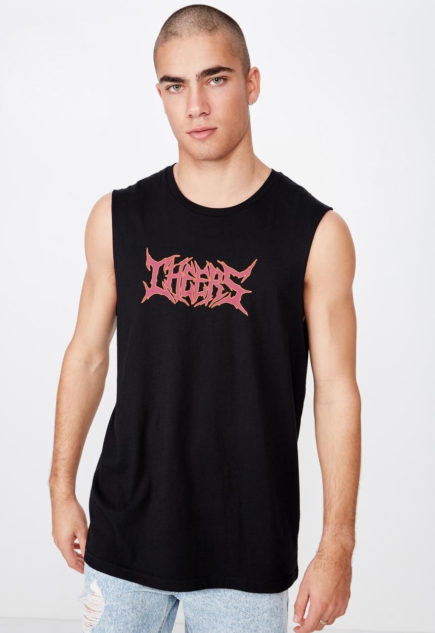 Cotton On - Tbar muscle tee - black