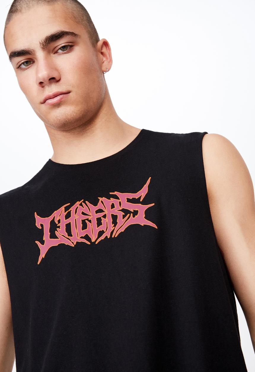 Cotton On - Tbar muscle tee - black