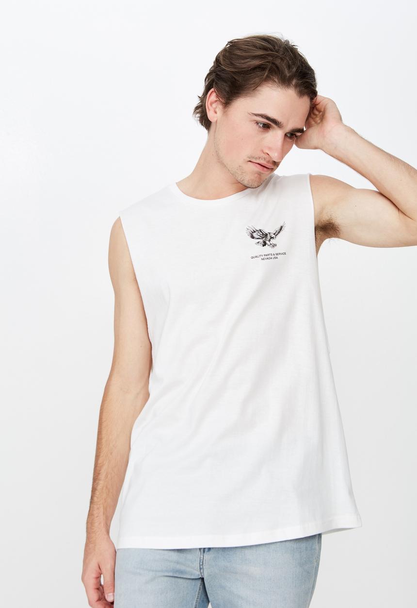 Cotton On - Tbar muscle tee - white