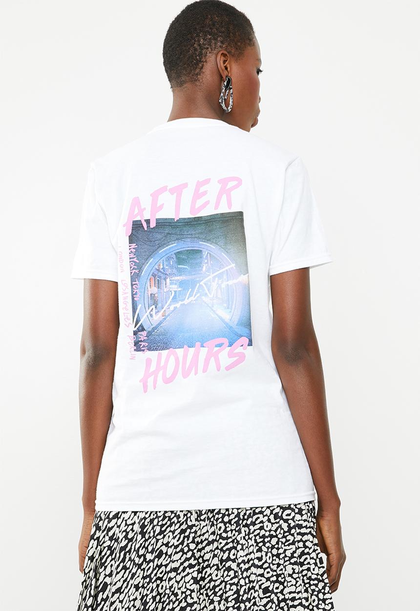 Missguided - After hours back graphic T-shirt - white